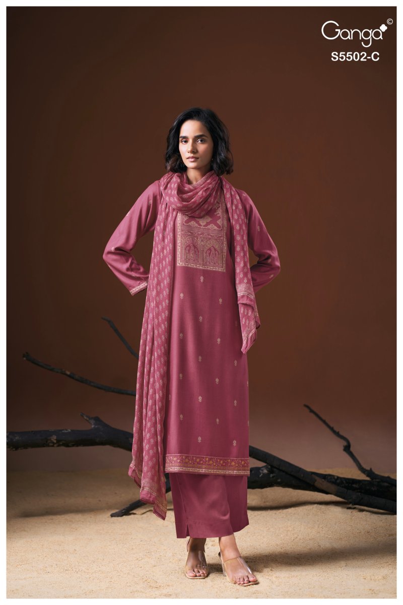 Gaeva 5502 By Ganga Wool Pashmina Dress Material